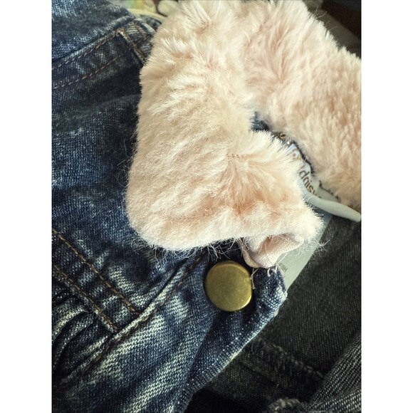 Daisy Fuentes Baby Girl 18M Denim Floral Embroidered Faux Fur Collar Jean Jacket - Picture 9 of 9